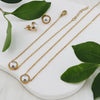 Wholesale Jewelry Casual Simple Style Classic Style Round 304 Stainless Steel Pearl Gold Plated Inlay Jewelry Set