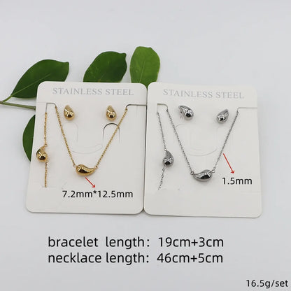 Wholesale Jewelry Casual Simple Style Classic Style Water Droplets 304 Stainless Steel Gold Plated Water Drop Jewelry Set