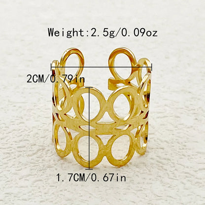 Wholesale Jewelry Casual Simple Style Commute Geometric Lines Flower 304 Stainless Steel 14K Gold Plated Hollow Out Open Rings