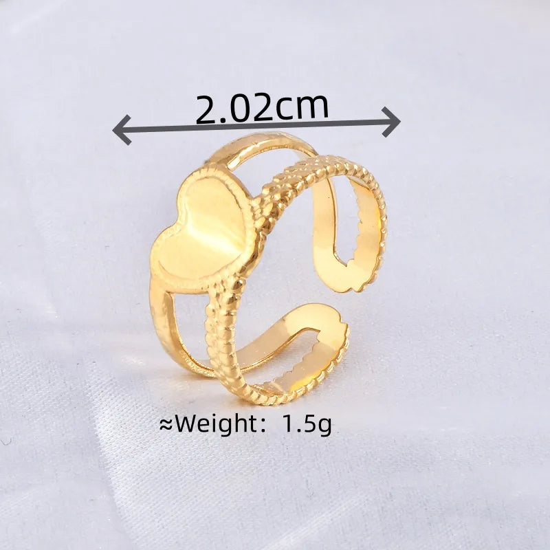 Wholesale Jewelry Casual Simple Style Commute Heart Shape 304 Stainless Steel 18K Gold Plated Open Rings