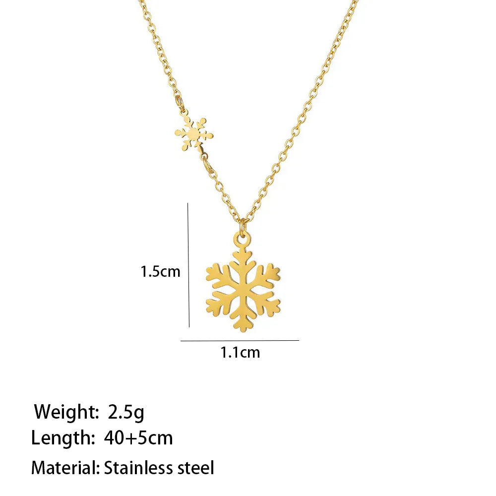 Wholesale Jewelry Casual Simple Style Commute Snowflake 304 Stainless Steel 18K Gold Plated Polishing Plating Pendant Necklace