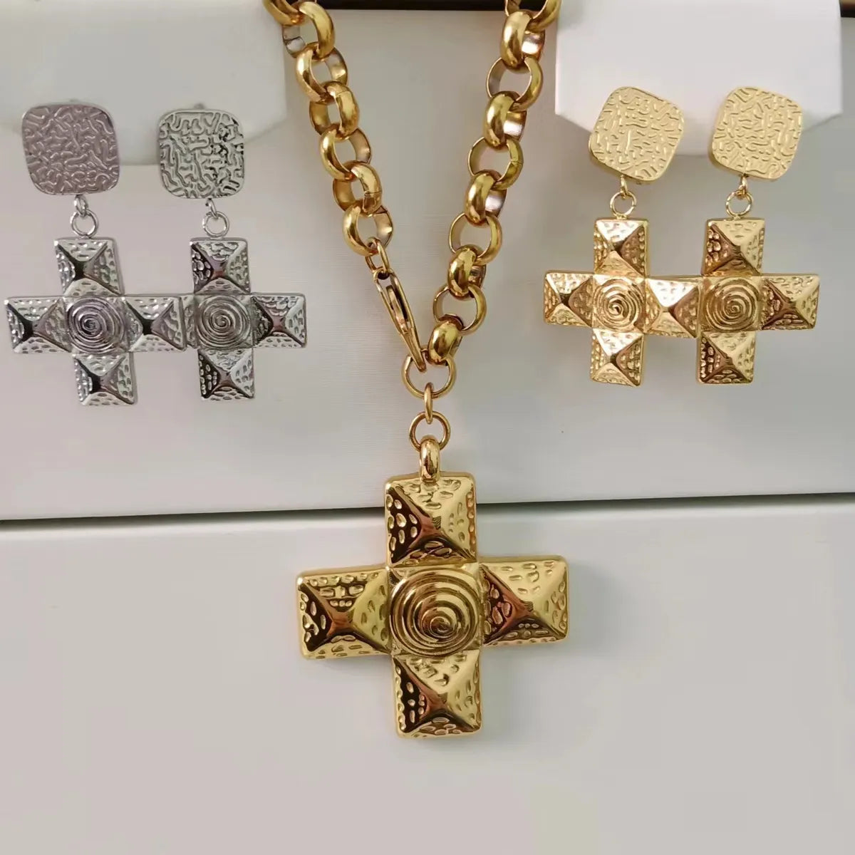 Wholesale Jewelry Casual Simple Style Cross 304 Stainless Steel 18K Gold Plated Polishing Plating Jewelry Set