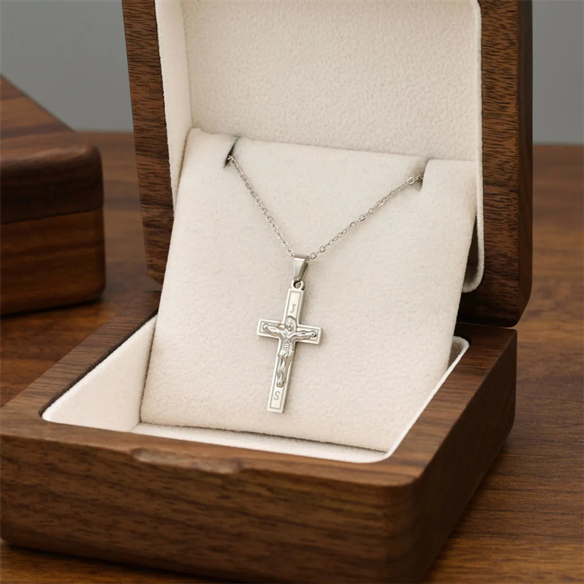 Wholesale Jewelry Casual Simple Style Cross Titanium Steel Zircon Inlay Pendant Necklace