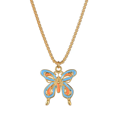 Wholesale Jewelry Casual Simple Style Dragonfly Butterfly 304 Stainless Steel Plating Pendant Necklace