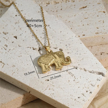 Wholesale Jewelry Casual Simple Style Elephant 304 Stainless Steel 18K Gold Plated Plating Pendant Necklace