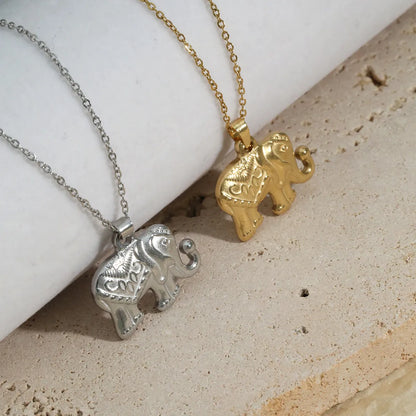 Wholesale Jewelry Casual Simple Style Elephant 304 Stainless Steel 18K Gold Plated Plating Pendant Necklace