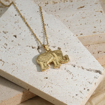 Wholesale Jewelry Casual Simple Style Elephant 304 Stainless Steel 18K Gold Plated Plating Pendant Necklace