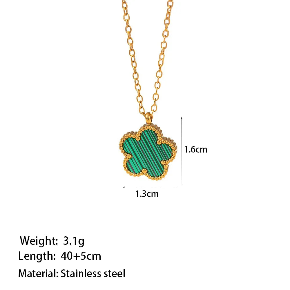 Wholesale Jewelry Casual Simple Style Flower 304 Stainless Steel Acrylic 18K Gold Plated Plating Inlay Pendant Necklace