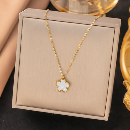 Wholesale Jewelry Casual Simple Style Flower 304 Stainless Steel Acrylic 18K Gold Plated Plating Inlay Pendant Necklace