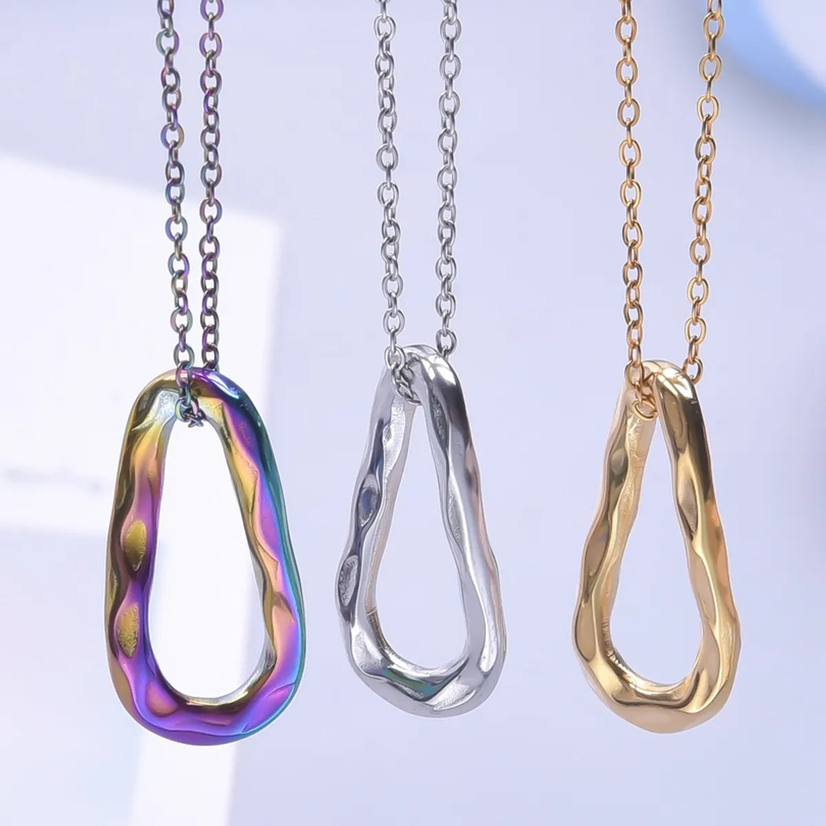 Wholesale Jewelry Casual Simple Style Geometric 304 Stainless Steel 18K Gold Plated Plating Hollow Out Charms Pendant Necklace