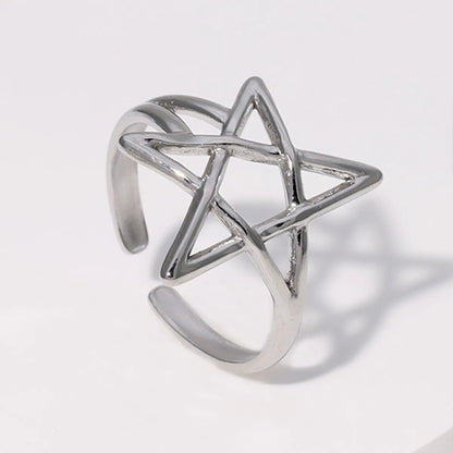 Wholesale Jewelry Casual Simple Style Geometric 304 Stainless Steel Hollow Out Inlay Open Rings