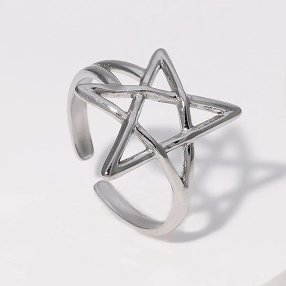 Wholesale Jewelry Casual Simple Style Geometric 304 Stainless Steel Hollow Out Inlay Open Rings