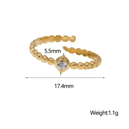 Wholesale Jewelry Casual Simple Style Geometric 304 Stainless Steel Hollow Out Inlay Open Rings