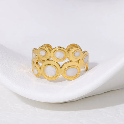 Wholesale Jewelry Casual Simple Style Geometric 304 Stainless Steel Hollow Out Inlay Open Rings