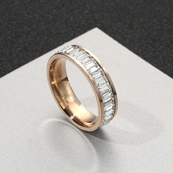 Wholesale Jewelry Casual Simple Style Geometric 304 Stainless Steel Zircon Inlay Rings