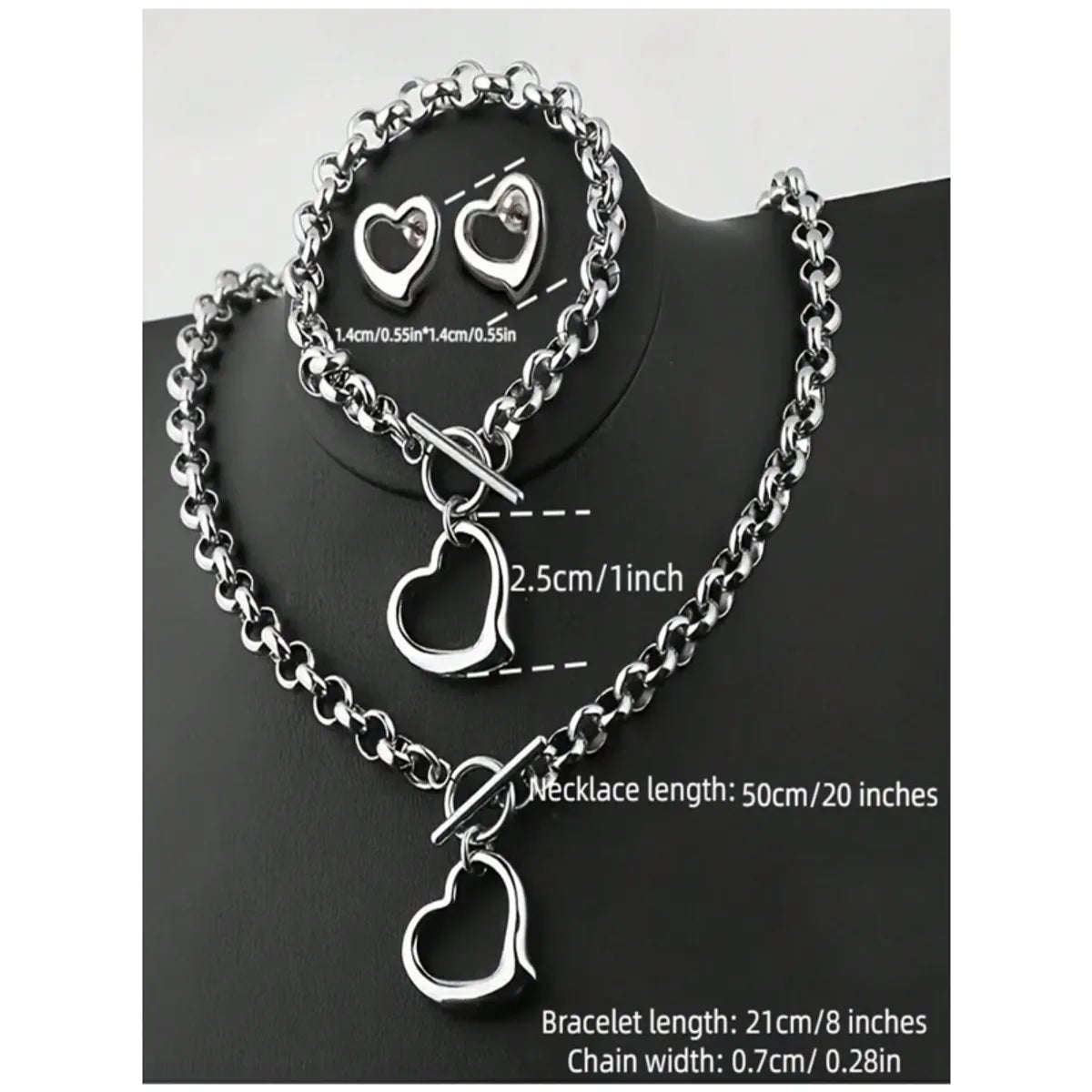 Wholesale Jewelry Casual Simple Style Heart Shape 304 Stainless Steel Jewelry Set