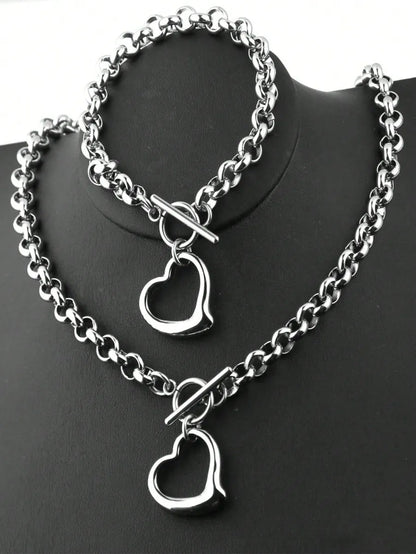 Wholesale Jewelry Casual Simple Style Heart Shape 304 Stainless Steel Jewelry Set