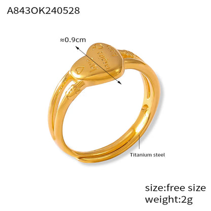 Wholesale Jewelry Casual Simple Style Heart Shape Lines Knot 304 Stainless Steel 18K Gold Plated Hollow Out Open Rings