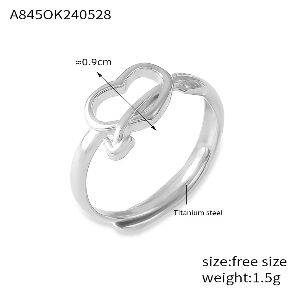 Wholesale Jewelry Casual Simple Style Heart Shape Lines Knot 304 Stainless Steel 18K Gold Plated Hollow Out Open Rings