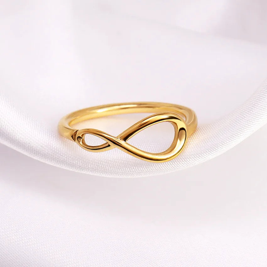 Wholesale Jewelry Casual Simple Style Infinity 304 Stainless Steel 18K Gold Plated Hollow Out Rings