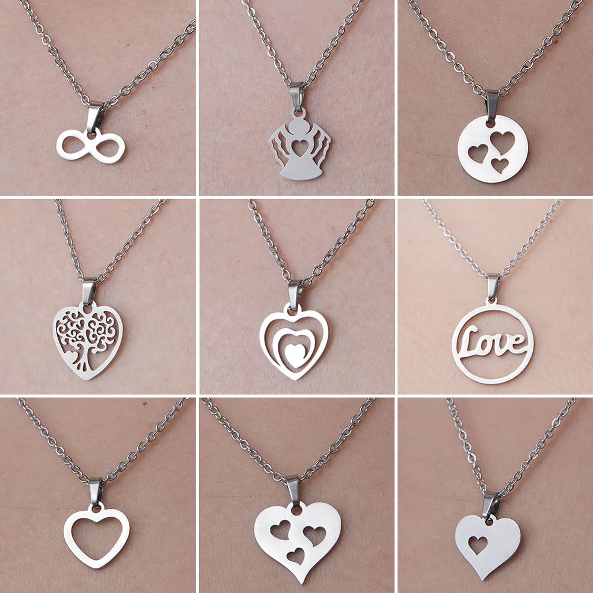 Wholesale Jewelry Casual Simple Style Infinity Life Tree 201 Stainless Steel Polishing Hollow Out Pendant Necklace