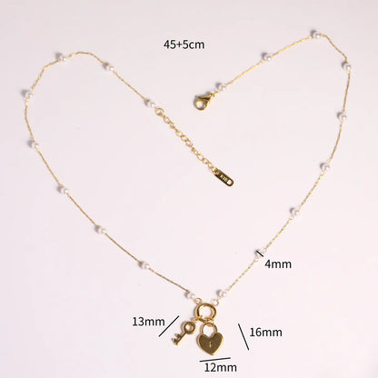 Wholesale Jewelry Casual Simple Style Key 201 Stainless Steel 304 Stainless Steel 18K Gold Plated Plating Pendant Necklace