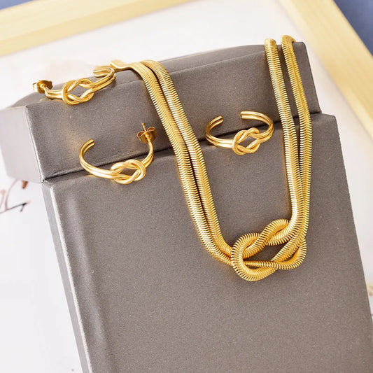 Wholesale Jewelry Casual Simple Style Knot Titanium Steel Jewelry Set