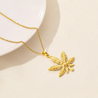 Wholesale Jewelry Casual Simple Style Leaves 304 Stainless Steel Pendant Necklace