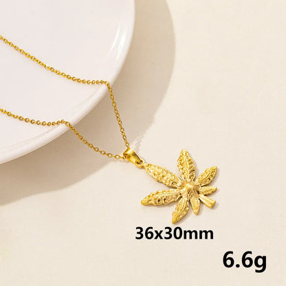 Wholesale Jewelry Casual Simple Style Leaves 304 Stainless Steel Pendant Necklace