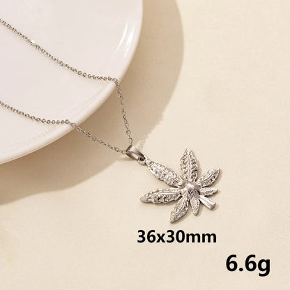 Wholesale Jewelry Casual Simple Style Leaves 304 Stainless Steel Pendant Necklace