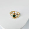 Wholesale Jewelry Casual Simple Style Leaves Eye 304 Stainless Steel 18K Gold Plated Enamel Hollow Out Open Rings