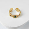 Wholesale Jewelry Casual Simple Style Leaves Eye 304 Stainless Steel 18K Gold Plated Enamel Hollow Out Open Rings