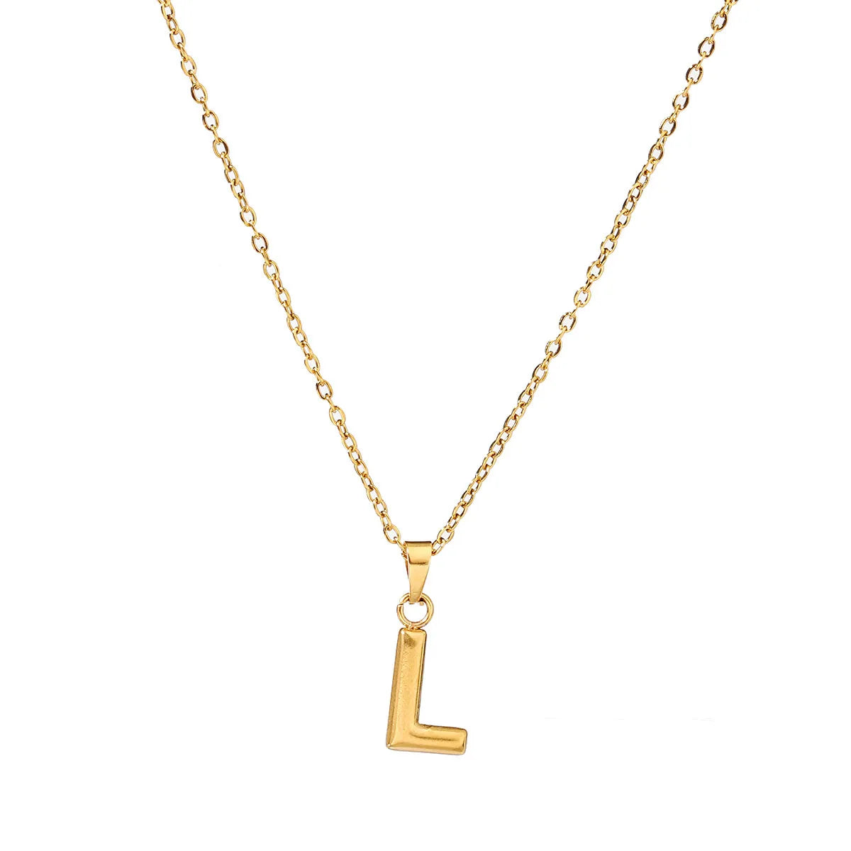 Wholesale Jewelry Casual Simple Style Letter 201 Stainless Steel 18K Gold Plated Pendant Necklace