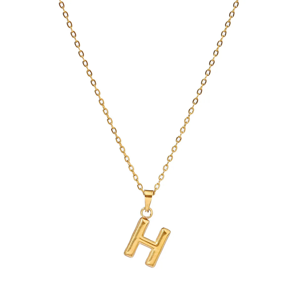 Wholesale Jewelry Casual Simple Style Letter 201 Stainless Steel 18K Gold Plated Pendant Necklace