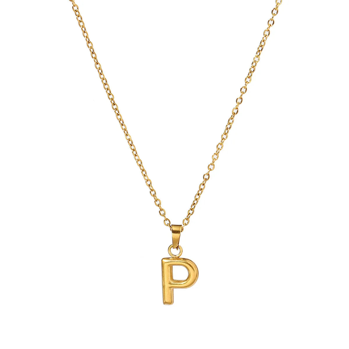 Wholesale Jewelry Casual Simple Style Letter 201 Stainless Steel 18K Gold Plated Pendant Necklace