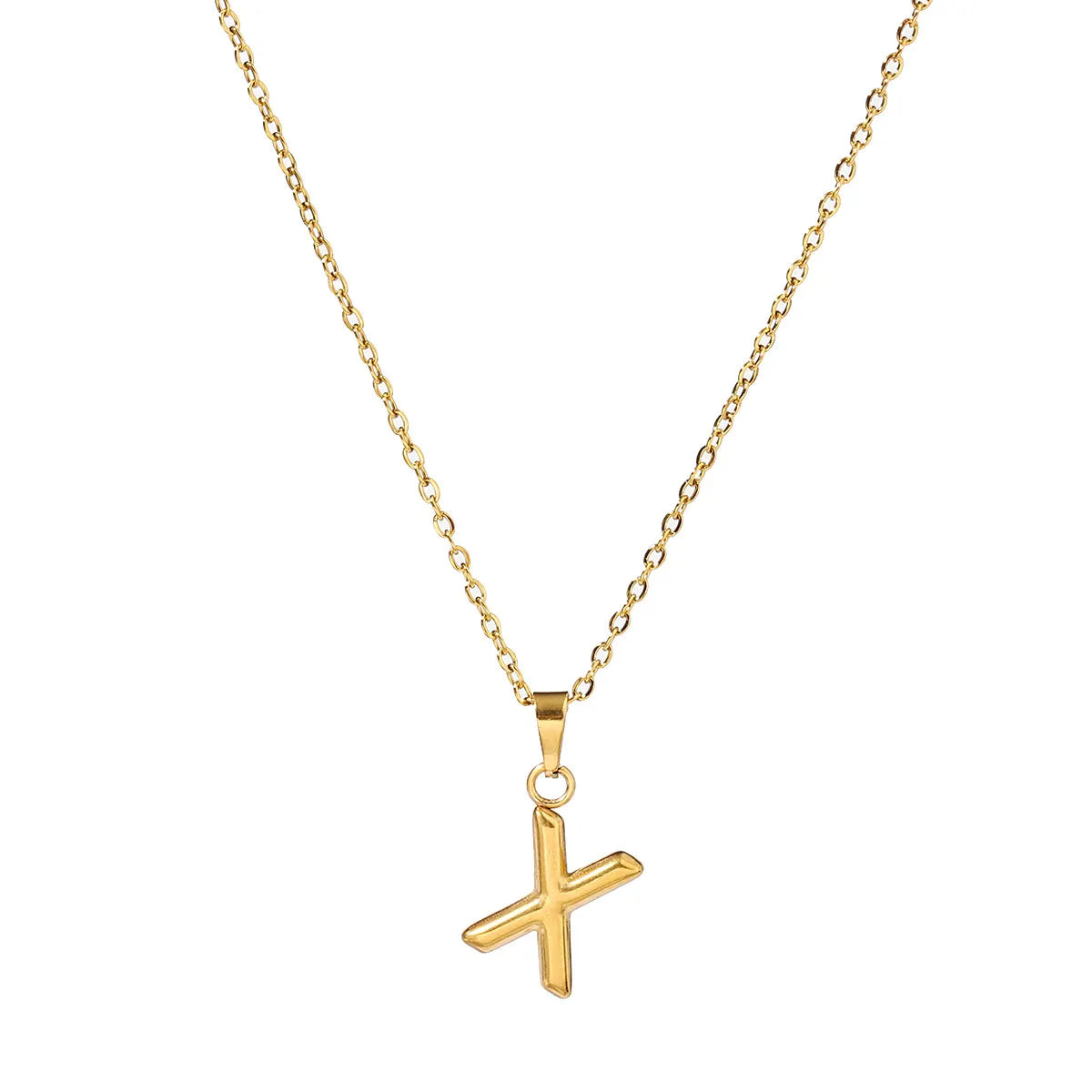 Wholesale Jewelry Casual Simple Style Letter 201 Stainless Steel 18K Gold Plated Pendant Necklace