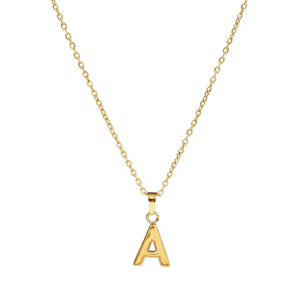 Wholesale Jewelry Casual Simple Style Letter 201 Stainless Steel 18K Gold Plated Pendant Necklace