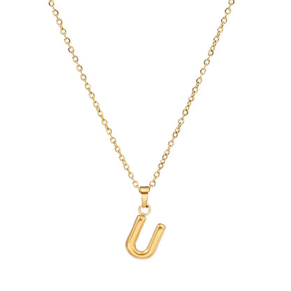 Wholesale Jewelry Casual Simple Style Letter 201 Stainless Steel 18K Gold Plated Pendant Necklace