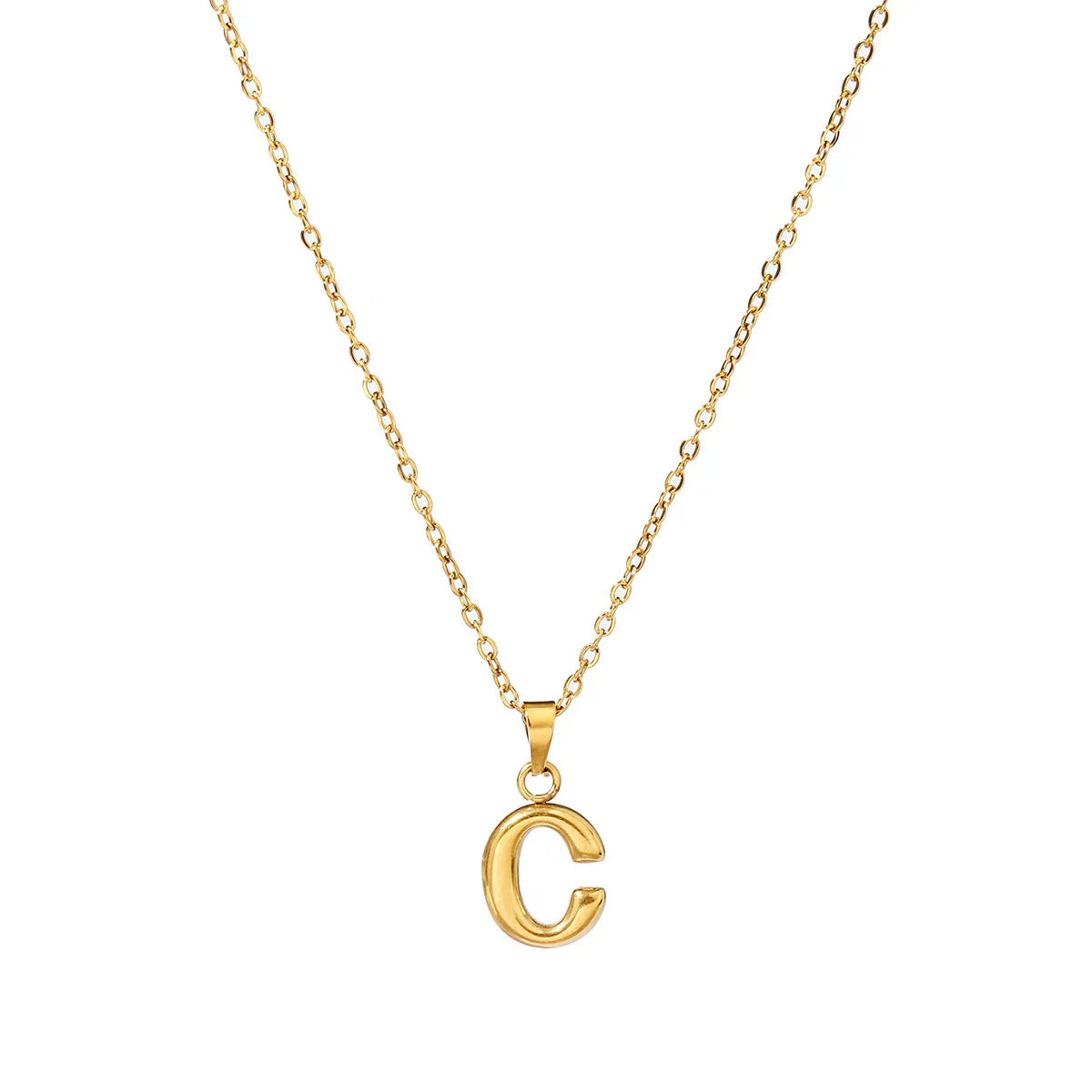 Wholesale Jewelry Casual Simple Style Letter 201 Stainless Steel 18K Gold Plated Pendant Necklace