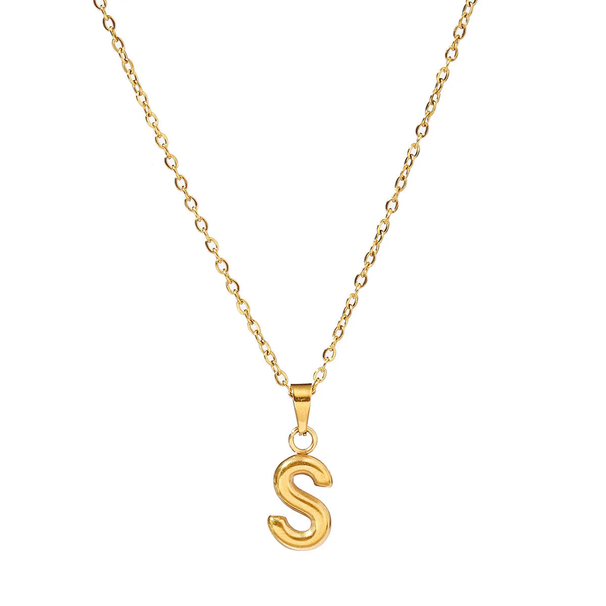 Wholesale Jewelry Casual Simple Style Letter 201 Stainless Steel 18K Gold Plated Pendant Necklace