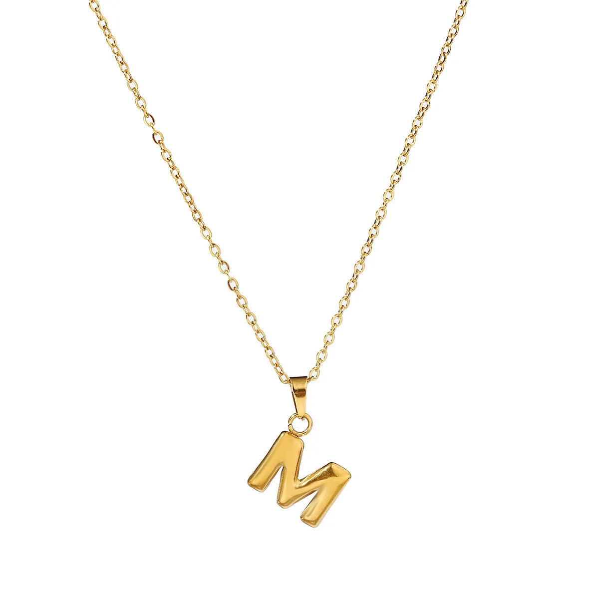 Wholesale Jewelry Casual Simple Style Letter 201 Stainless Steel 18K Gold Plated Pendant Necklace