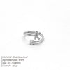 Wholesale Jewelry Casual Simple Style Letter 304 Stainless Steel Zircon 14K Gold Plated Inlay Open Rings