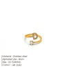 Wholesale Jewelry Casual Simple Style Letter 304 Stainless Steel Zircon 14K Gold Plated Inlay Open Rings