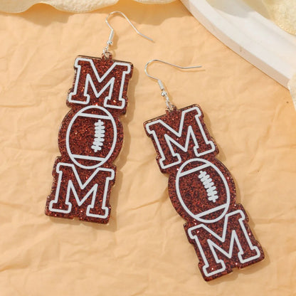 1 Pair Casual Simple Style Letter Football Iron Drop Earrings