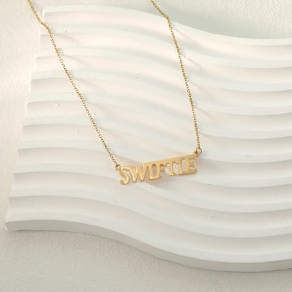 Wholesale Jewelry Casual Simple Style Letter Number 304 Stainless Steel 18K Gold Plated White Gold Plated Plating Pendant Necklace