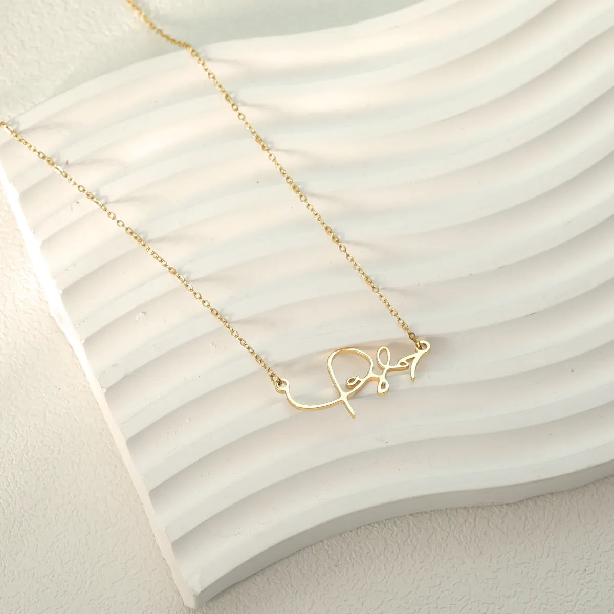 Wholesale Jewelry Casual Simple Style Letter Number 304 Stainless Steel 18K Gold Plated White Gold Plated Plating Pendant Necklace