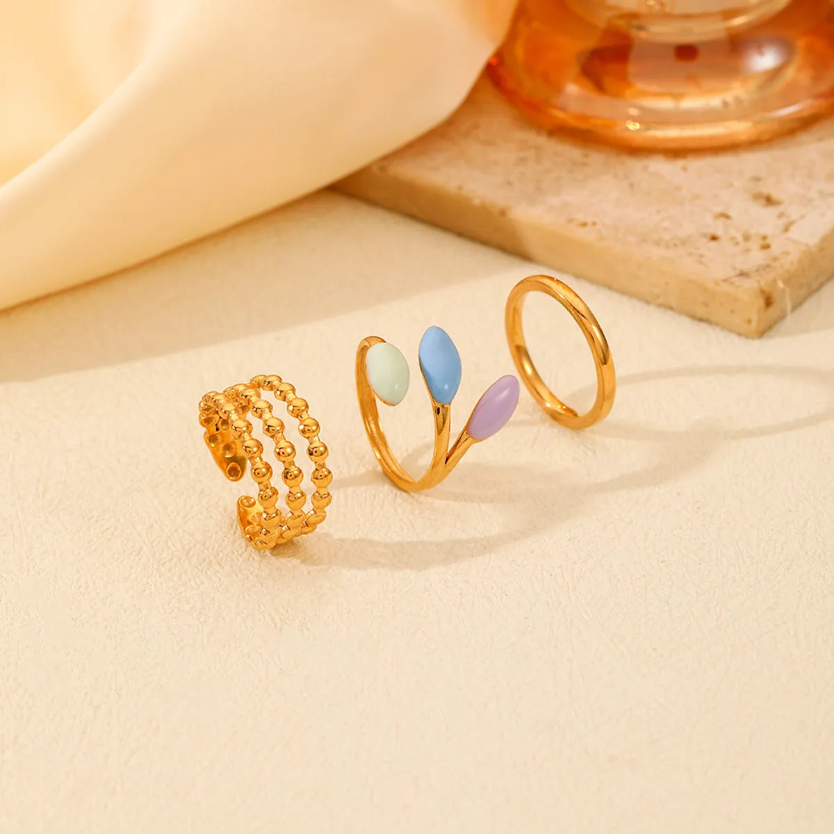 Wholesale Jewelry Casual Simple Style Lines 304 Stainless Steel Gold Plated Plating Open Rings