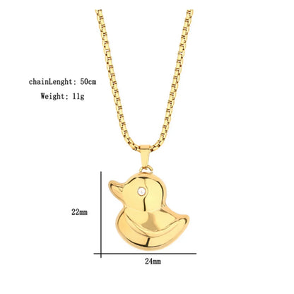 Wholesale Jewelry Casual Simple Style Little Bear Duck 304 Stainless Steel Zircon Gold Plated Pendant Necklace