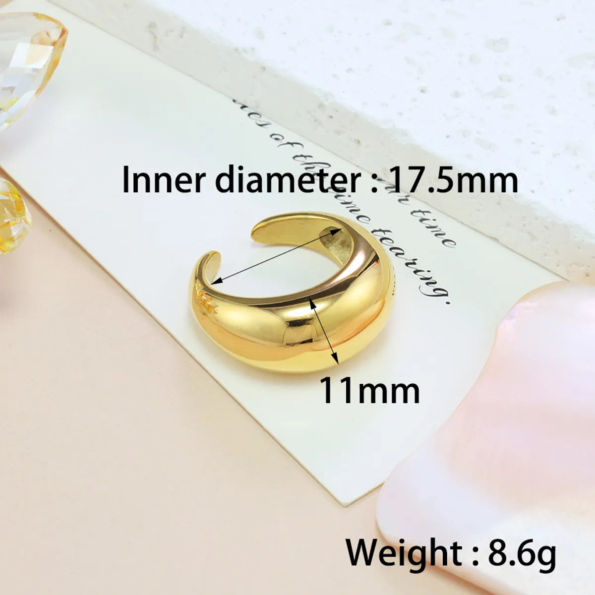 Wholesale Jewelry Casual Simple Style Moon 304 Stainless Steel 18K Gold Plated Handmade Open Rings