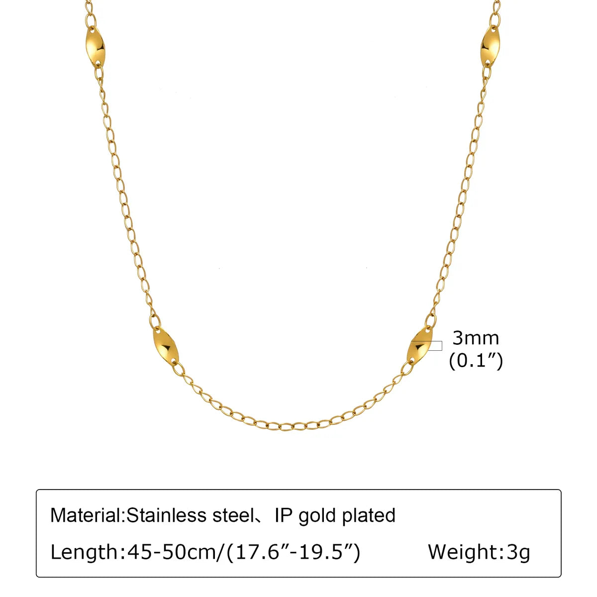 Wholesale Jewelry Casual Simple Style Oval 201 Stainless Steel 18K Gold Plated Necklace